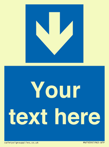 Custom Mandatory directional sign, blue arrow down